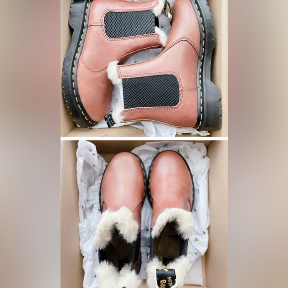 Dr. Marten's  2976 Leonore NEW! Faux Fur-Lined Chelsea Boots size 7 Women’s shoe - Picture 2 of 7